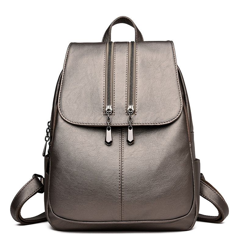 Women's Korean Fashionable Soft Leather Fashion Mom Backpacks