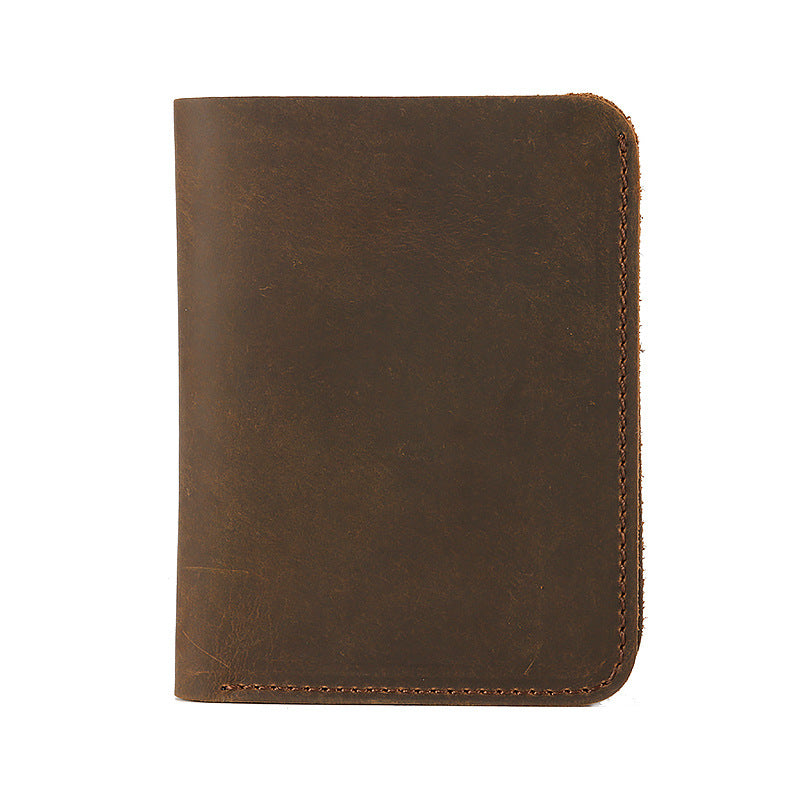 Men's Crazy Horse Leather Vertical Short First Men's Wallets