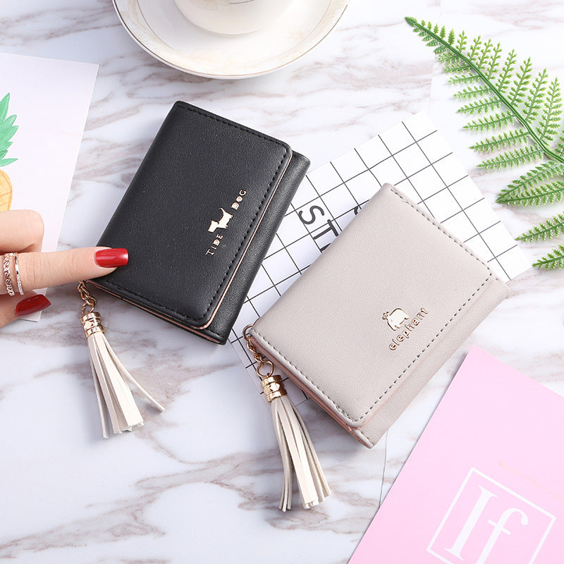 Women's Short Fresh Three Cute Folding Korean Ladies Wallet