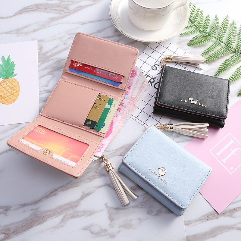 Women's Short Fresh Three Cute Folding Korean Ladies Wallet