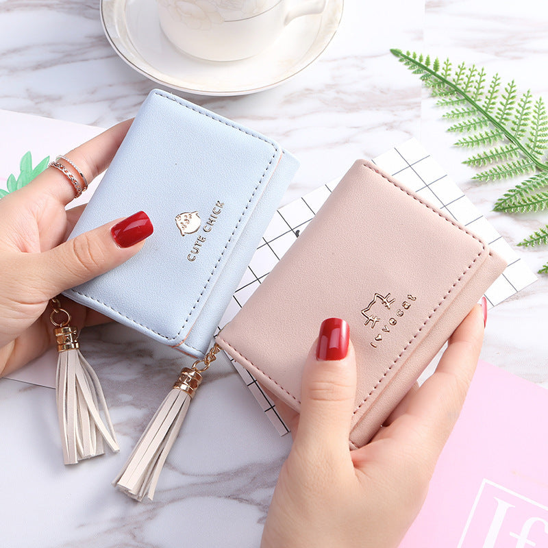Women's Short Fresh Three Cute Folding Korean Ladies Wallet