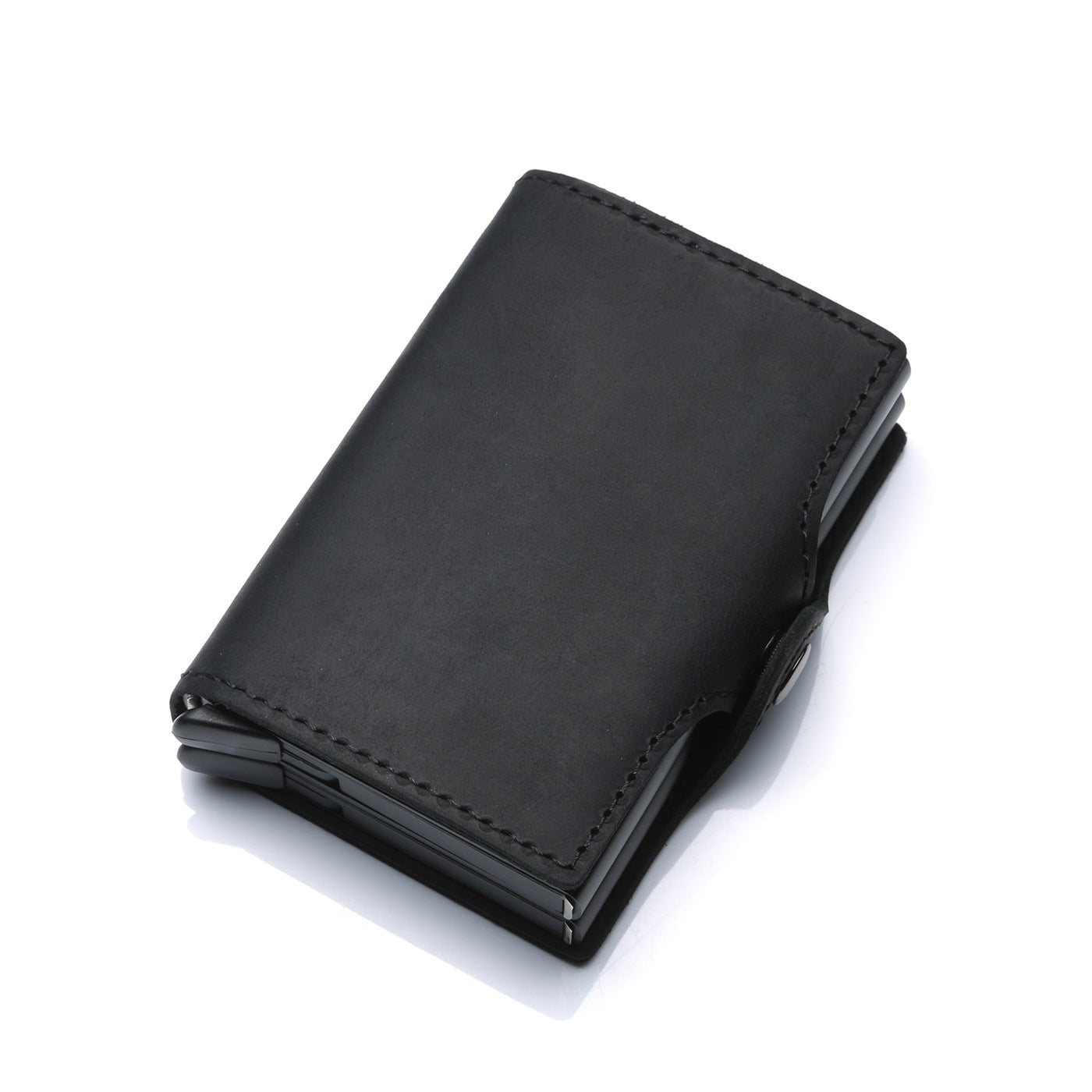 Distribution Aluminum Alloy Elastic Leather Metal Card Holder
