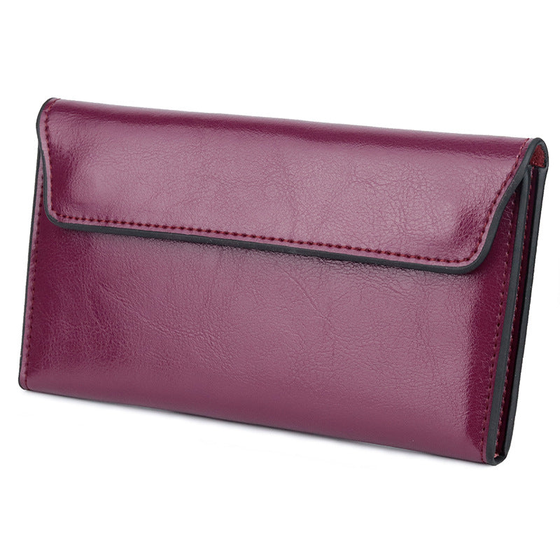 Women's Cowhide Large Capacity Fashion Simple Multifunctional Ladies Wallet