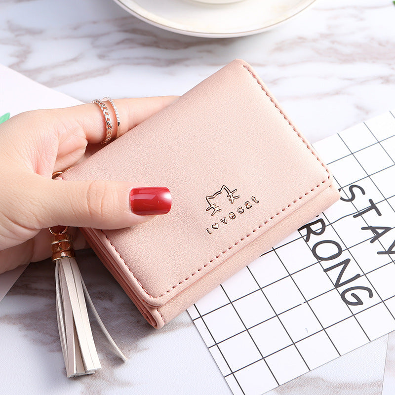 Women's Short Fresh Three Cute Folding Korean Ladies Wallet