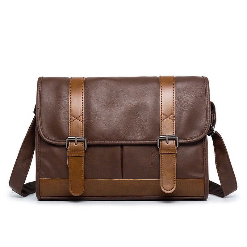 Men's Retro Imitation Leather One Zipper Pouch Men's Messenger Bags