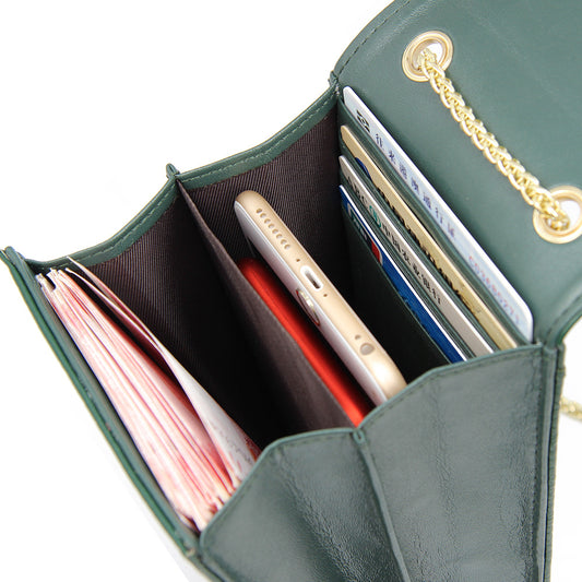 Women's First Layer Cowhide Versatile Chain Leather With Phone Bags