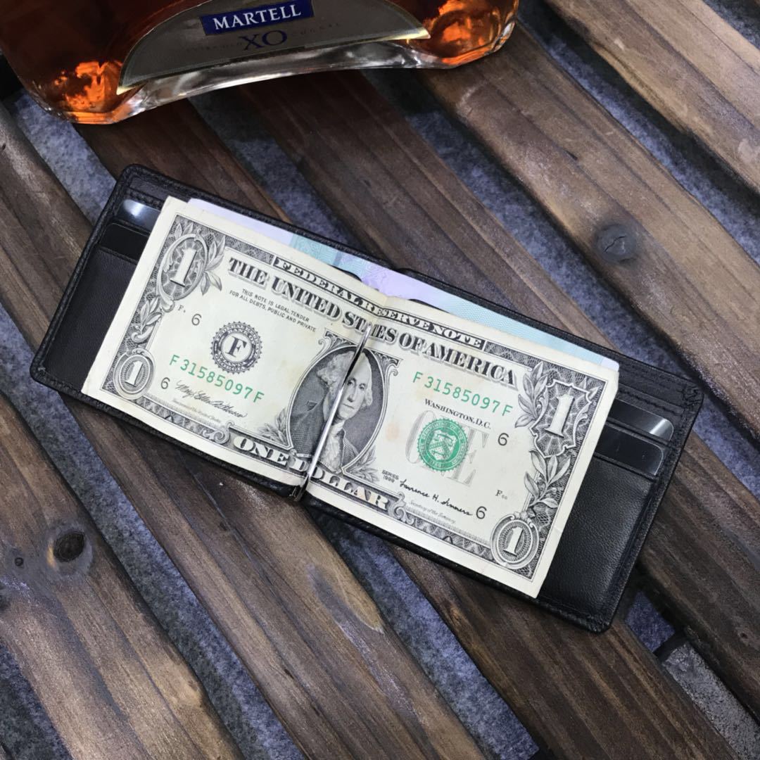 Men's Sheepskin Hand-woven Beauty Clip Short Document Men's Wallets