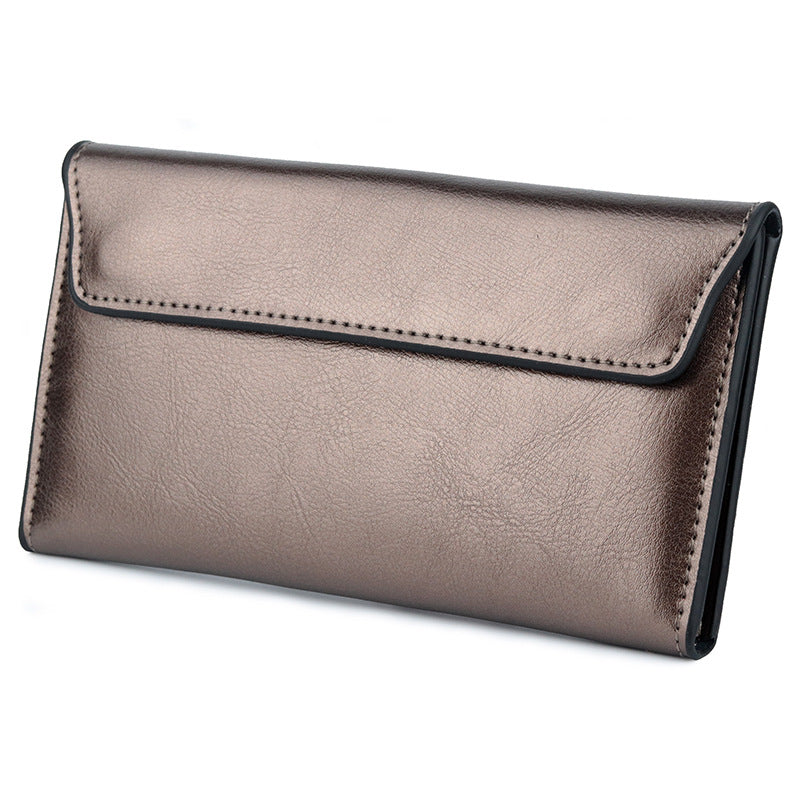 Women's Cowhide Large Capacity Fashion Simple Multifunctional Ladies Wallet