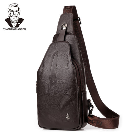 Men's Leather For The Elderly First Layer Men's Chest Bags