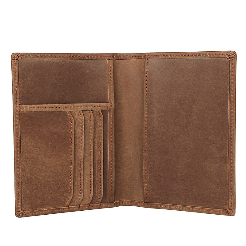 Genuine Leather Passport Swiping Document Ticket Card Holder