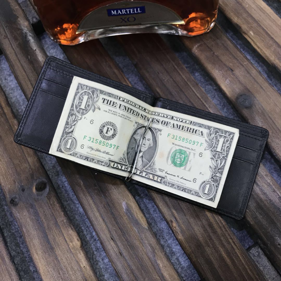 Men's Sheepskin Hand-woven Beauty Clip Short Document Men's Wallets