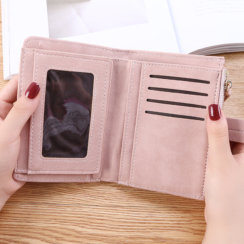 Women's Short Version Trendy Fresh Female Folding Ladies Wallet
