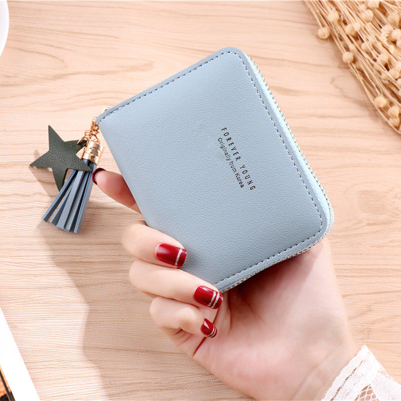 Women's Short Mini Multifunctional Zipper Leather Purses