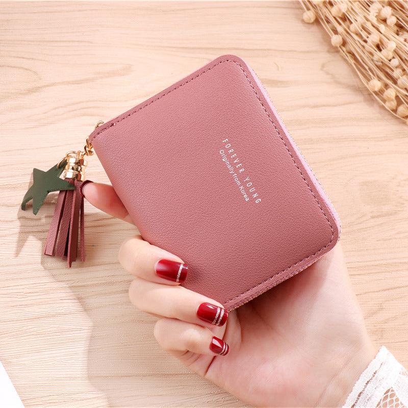 Women's Short Mini Multifunctional Zipper Leather Purses