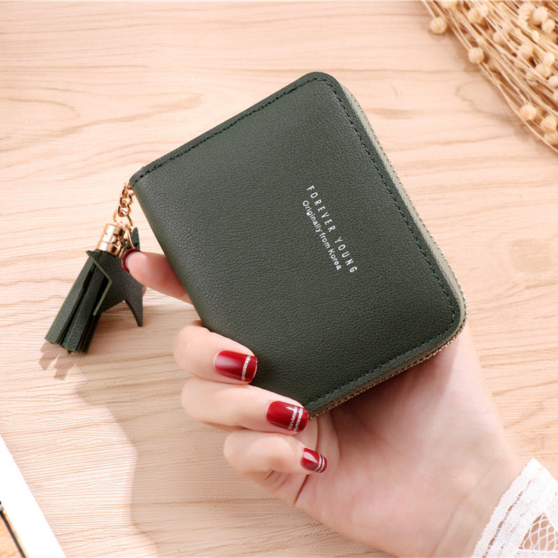 Women's Short Mini Multifunctional Zipper Leather Purses