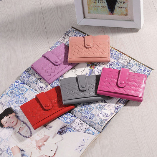 Women's & Men's & Sheepskin Leather Hand-woven Bank Woven Card Holder