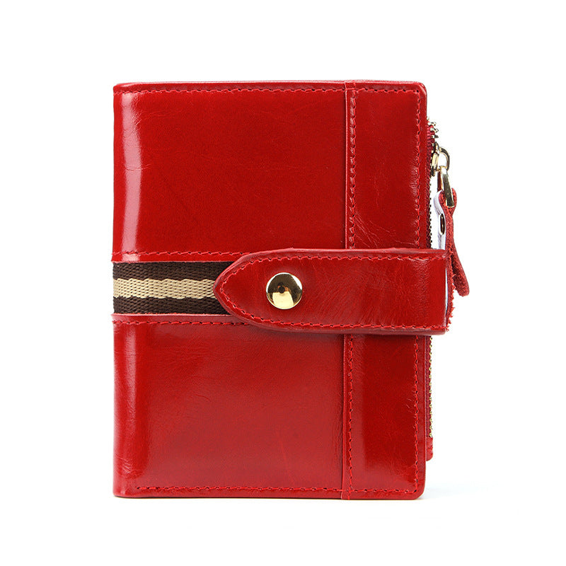 Women's & Men's & Vintage Oil Wax Genuine Leather Short Activity Men's Wallets