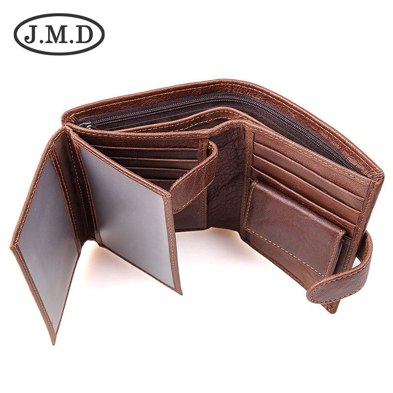 Men's Retro Leather Tri Fold Short Cowhide Men's Wallets