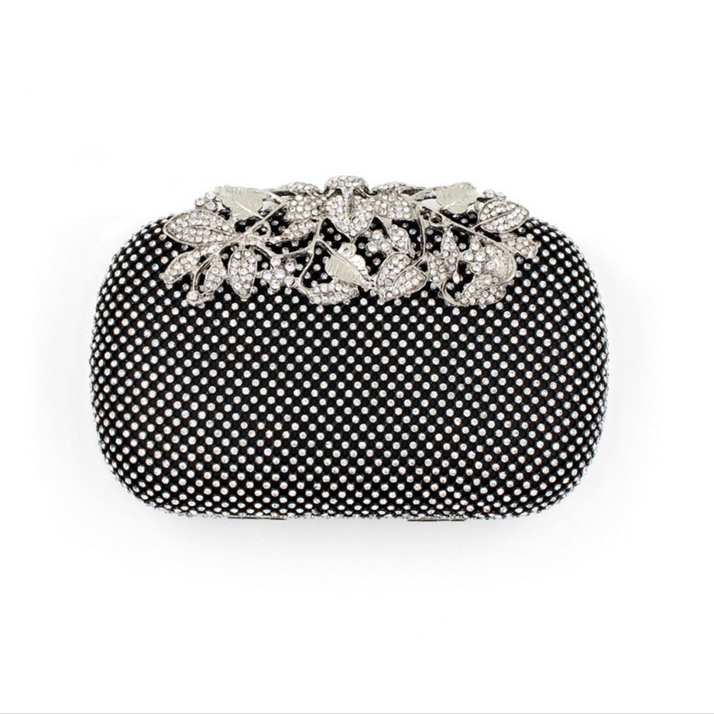 Leaves And Flowers Dinner Diamond Clutch Makeup Bags