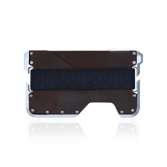 Genuine Leather Aluminum Alloy Metal Corkscrew Card Holder