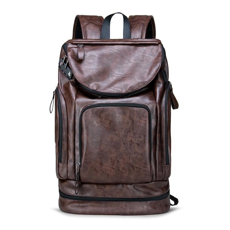 Men's Business Leather Multifunctional Stylish Portable Storage Backpacks