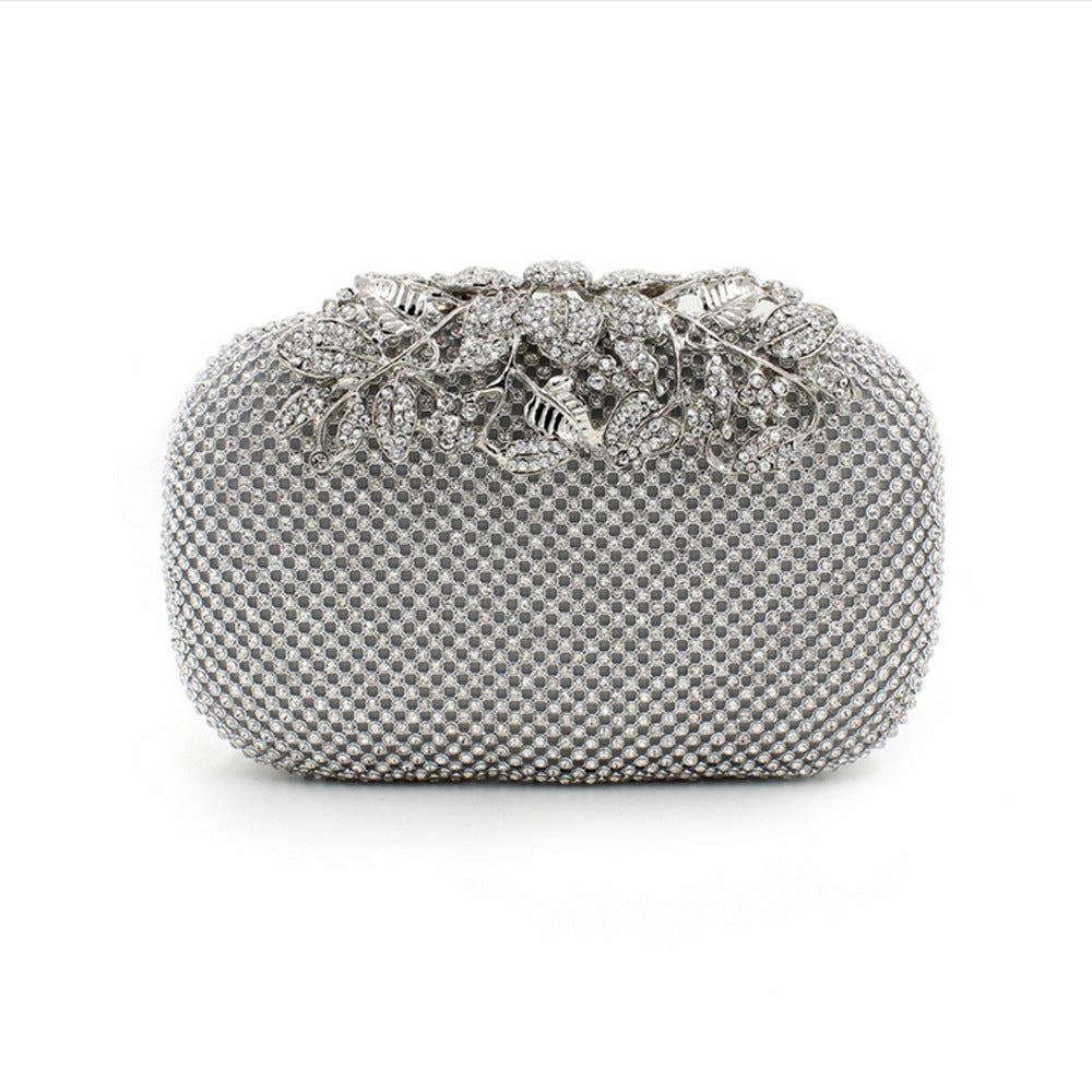 Leaves And Flowers Dinner Diamond Clutch Makeup Bags