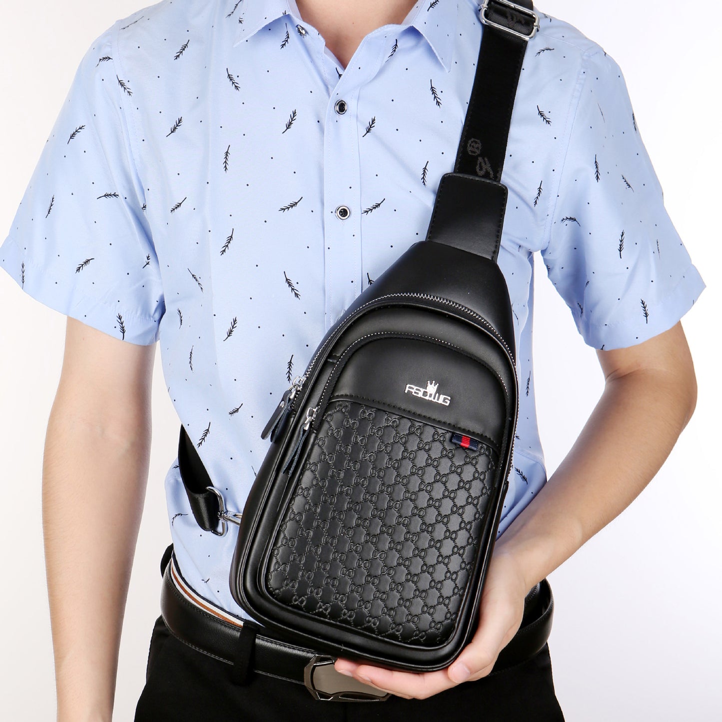 New Men's Classic Stylish Cowhide Business Men's Chest Bags