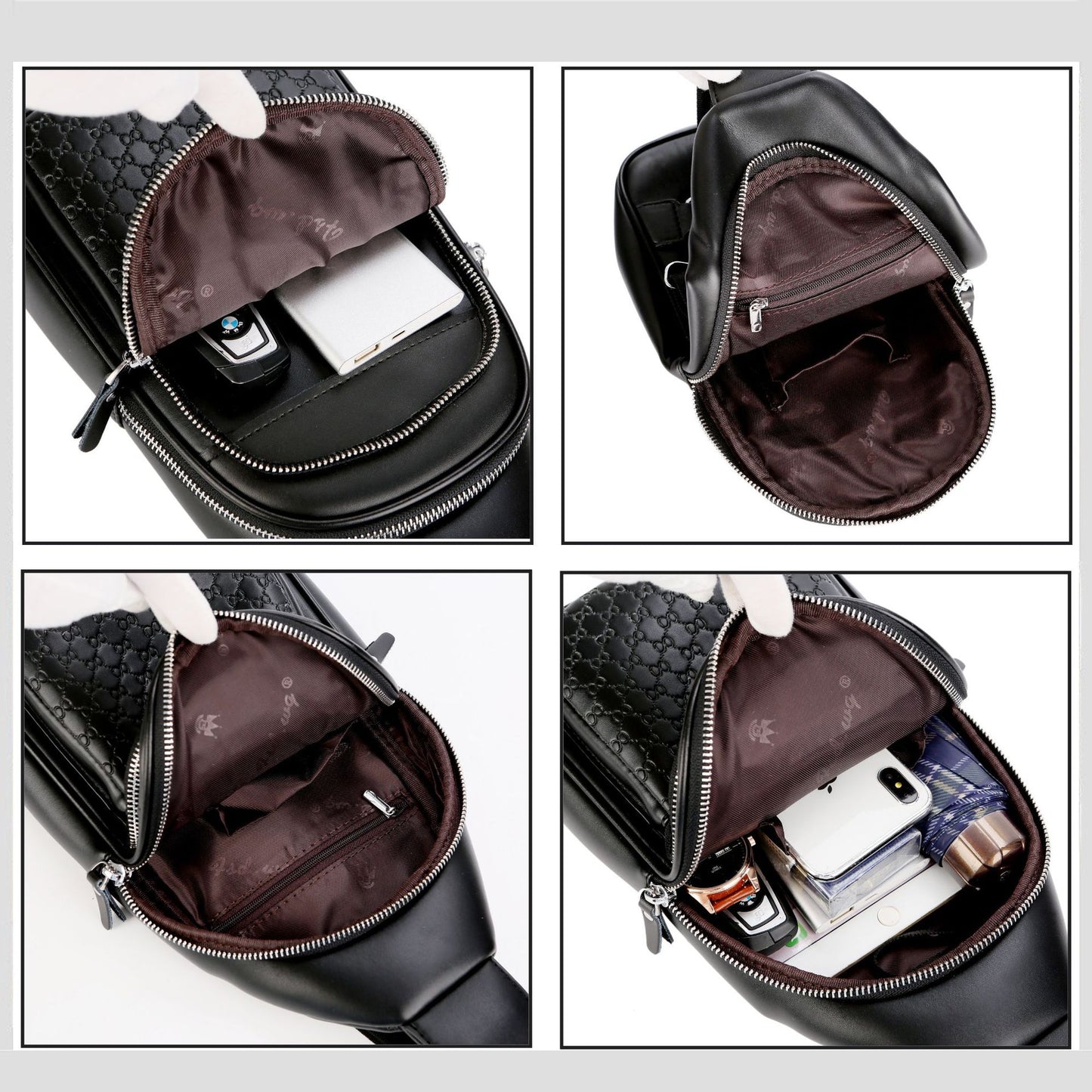 New Men's Classic Stylish Cowhide Business Men's Chest Bags