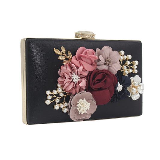 Women's Box Flower Dinner Pearl For Clutch Evening Bags