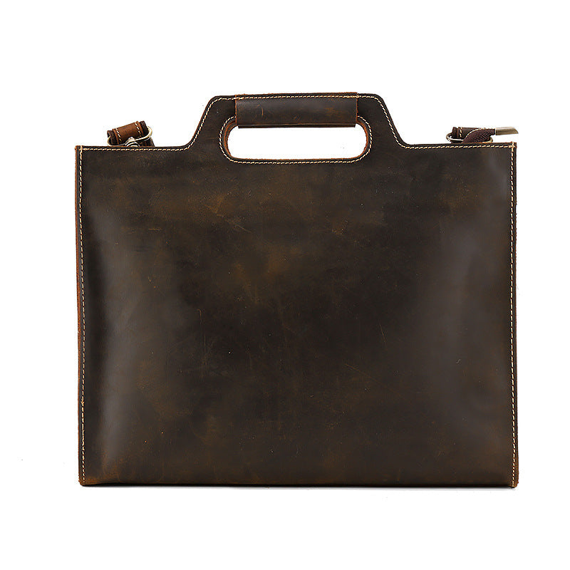 Men's Crazy Horse Leather Portable Horizontal Retro Men's Shoulder Bags