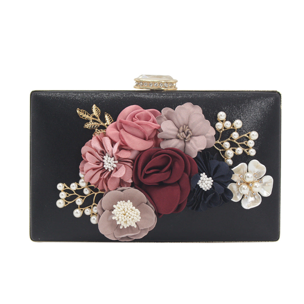 Women's Box Flower Dinner Pearl For Clutch Evening Bags