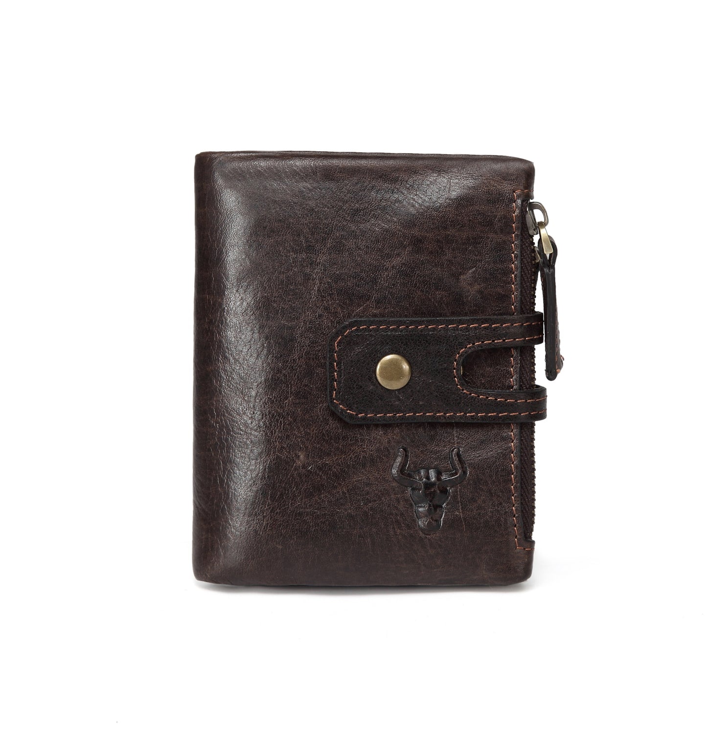 Famous Artisan Leather Short Zipper Button Multiple Men's Wallets