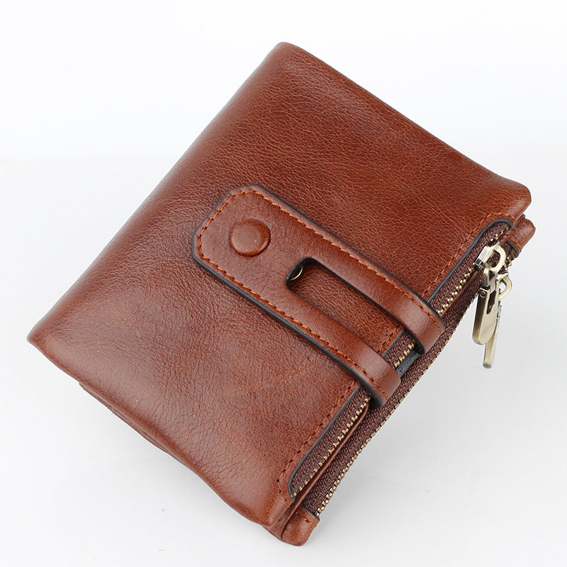 Men's Crazy Horse Oil Cowhide Leather For Purses