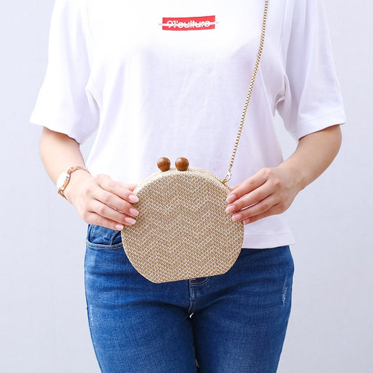 Women's Woven Material Round Banquet Hand-held Evening Bags