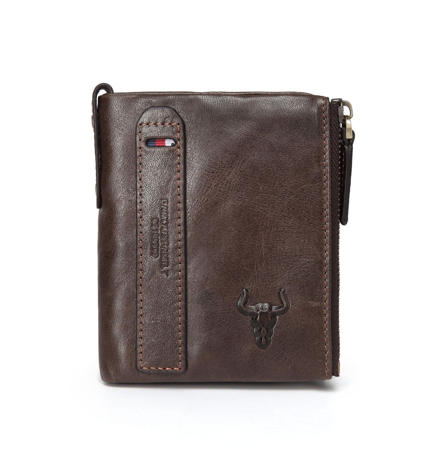 Men's Leather Zipper Short Retro Multiple Slots Men's Wallets