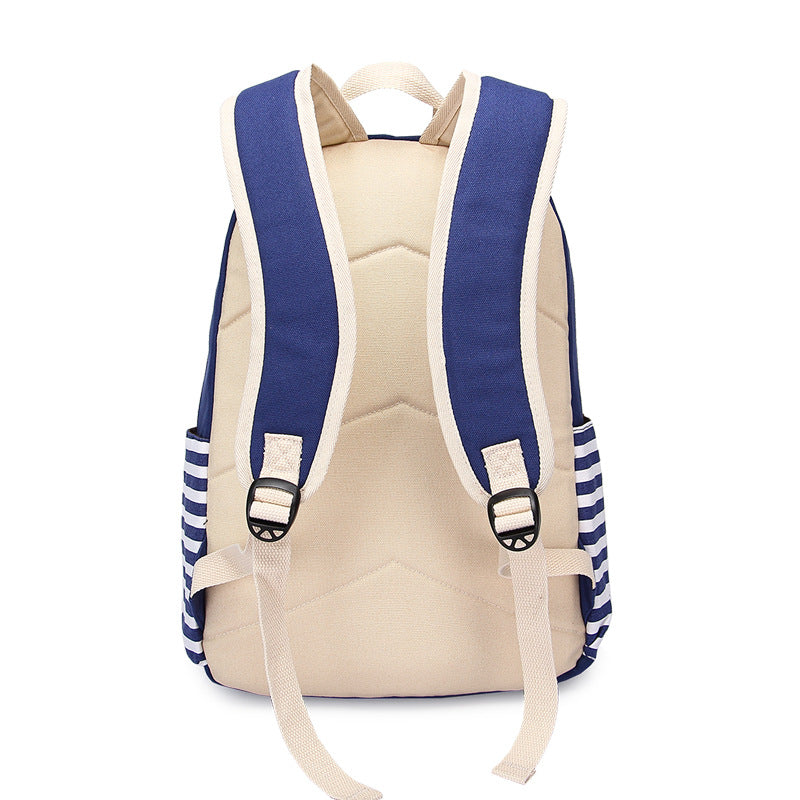 Canvas Navy Stripe College Style Computer Bags