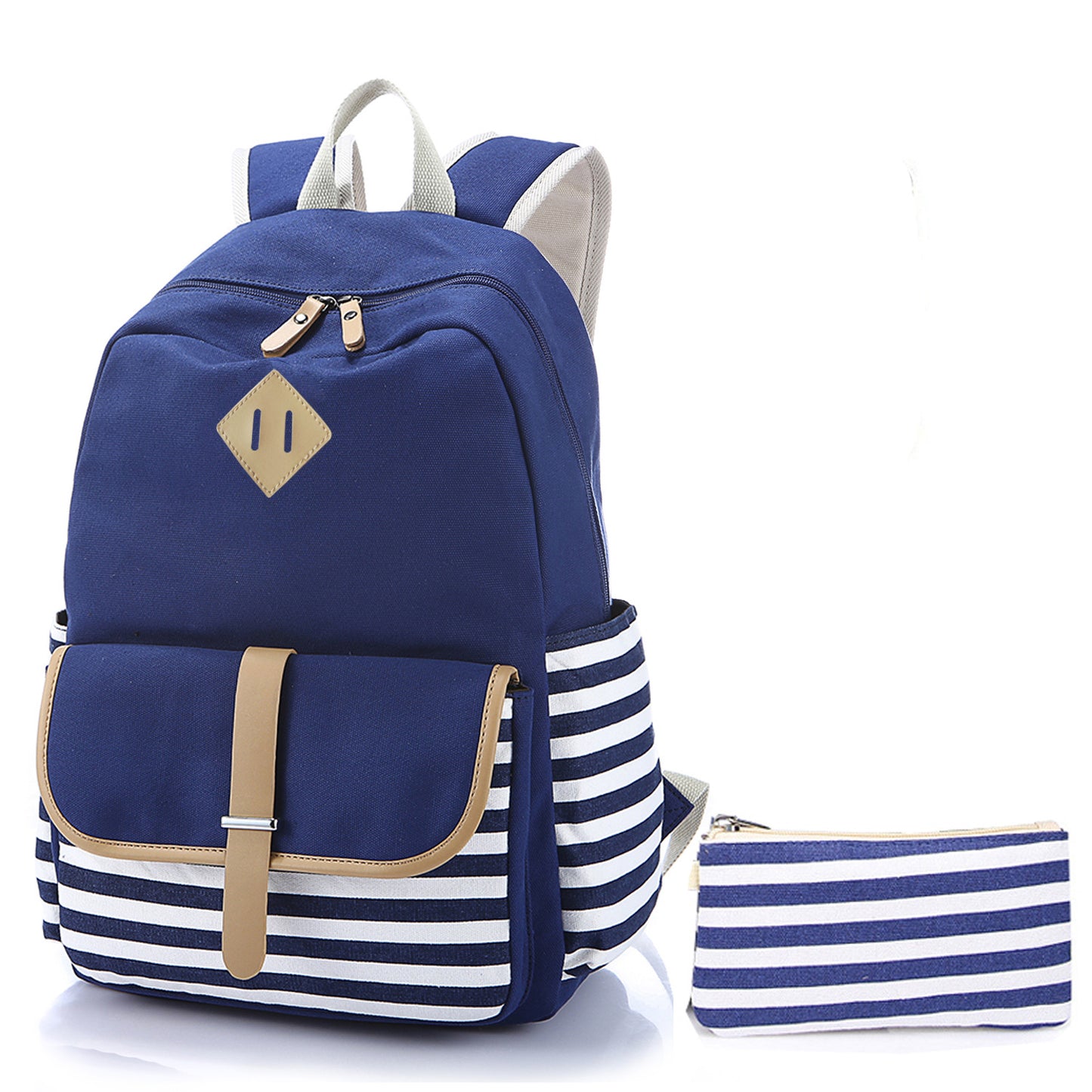 Canvas Navy Stripe College Style Computer Bags