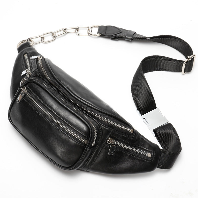 Women's Fashionable Genuine Leather Chain Cowhide Sheepskin Waist Packs