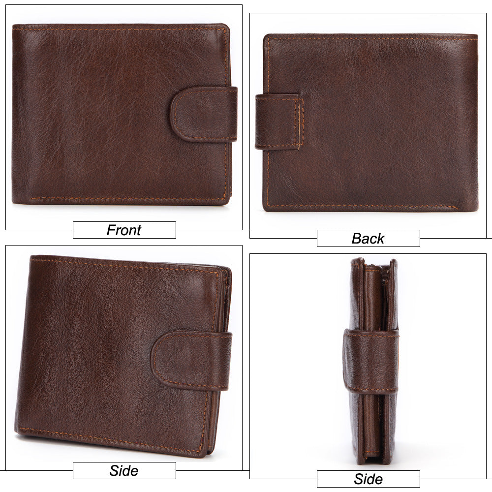 Men's Leather Short First Layer Cowhide Clutch Purses