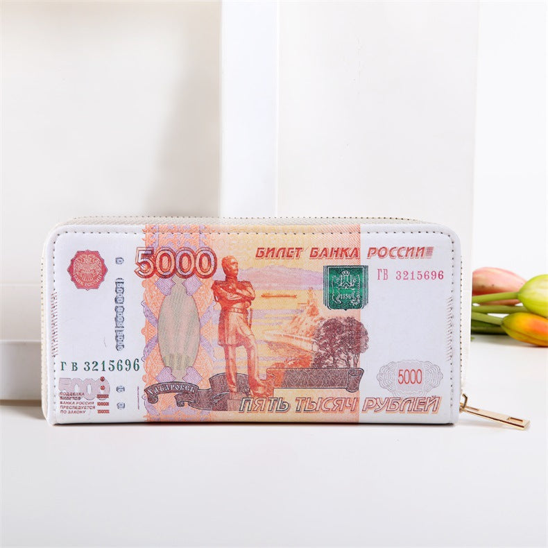 Money Pattern Usd Euro Funny Fun Large Capacity Card Holder
