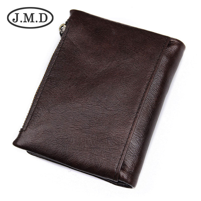 Men's Real Leather Zipper Swiping Cowhide Multiple Slots Men's Wallets