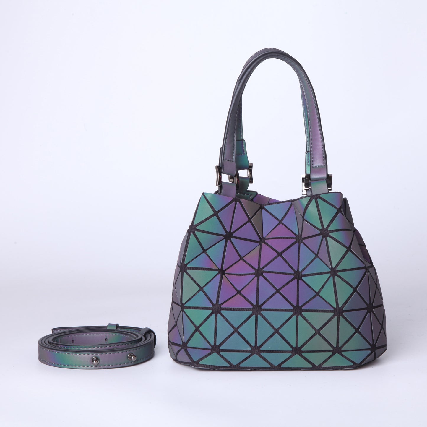 Women's Geometric Luminous Size Rhombus Single Folding Handbags