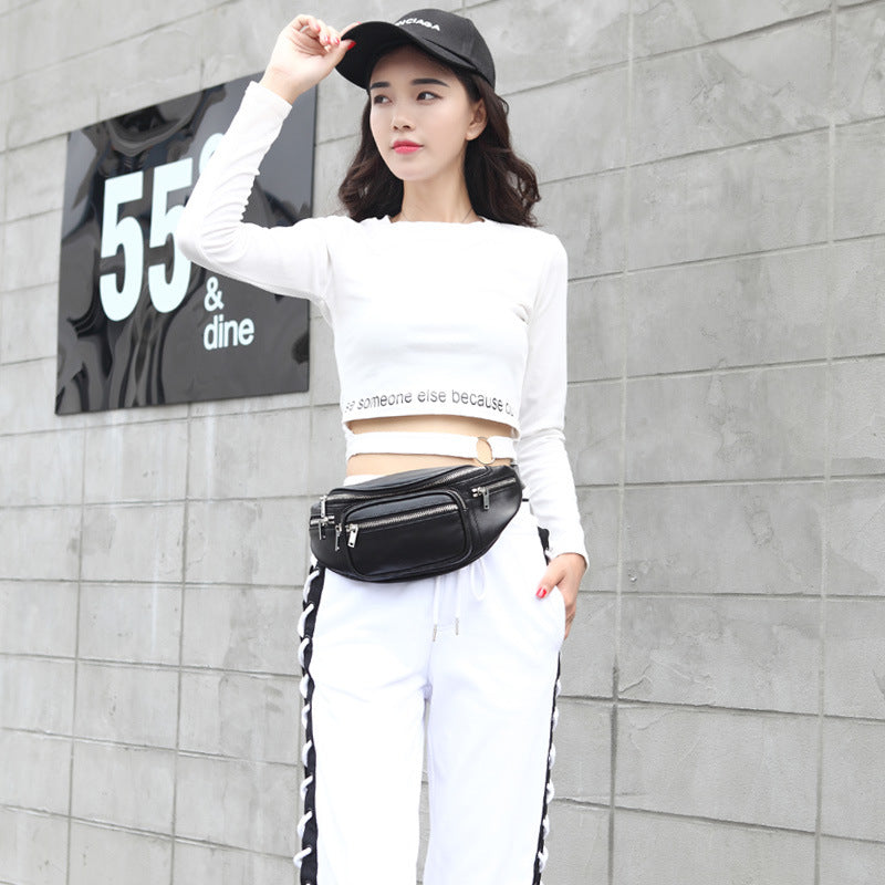 Women's Fashionable Genuine Leather Chain Cowhide Sheepskin Waist Packs