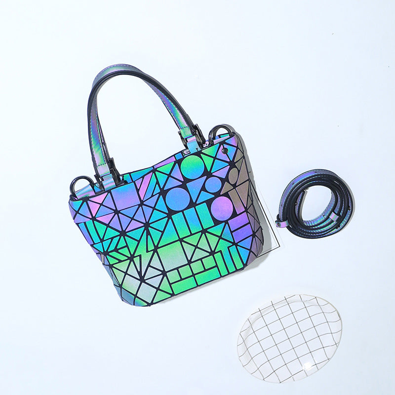 Women's Geometric Luminous Size Rhombus Single Folding Handbags