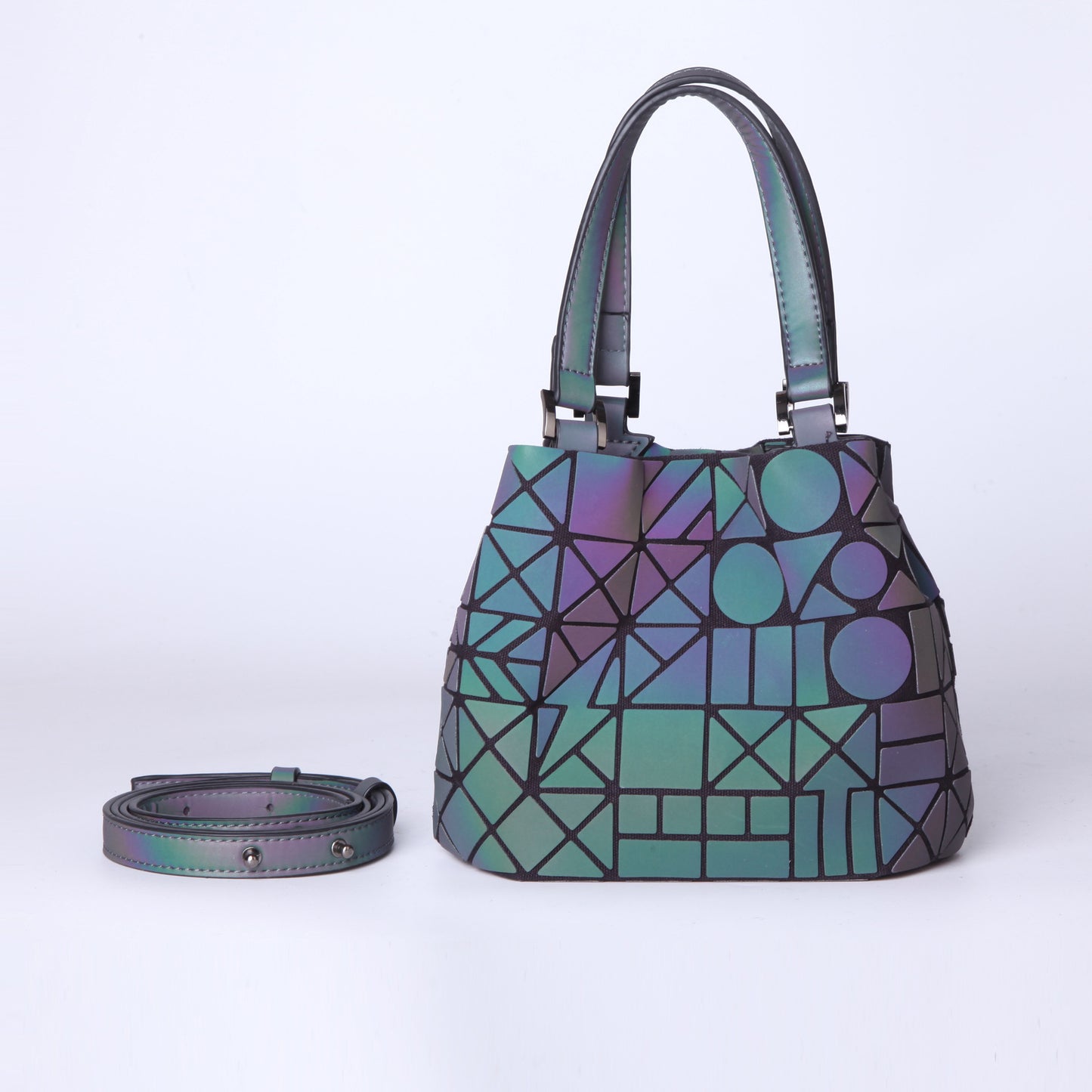 Women's Geometric Luminous Size Rhombus Single Folding Handbags