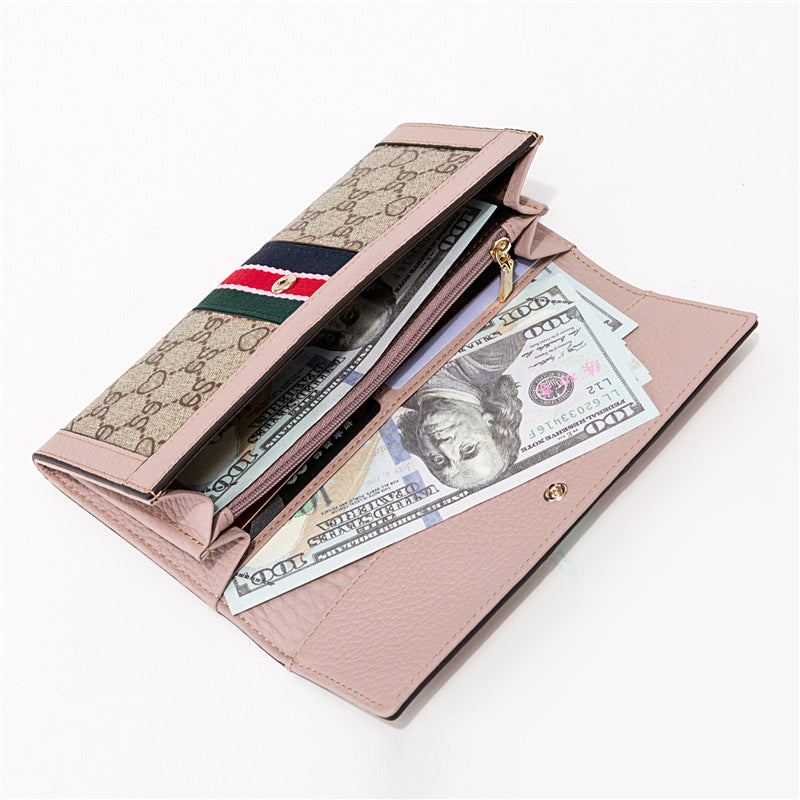 Women's Western Flange Genuine Leather Long Multiple Ladies Wallet