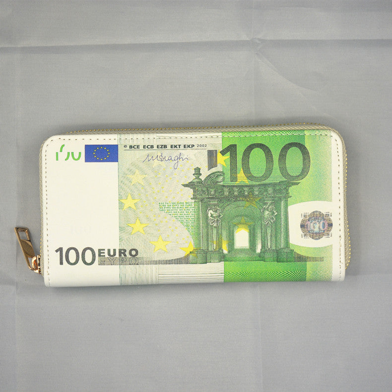 Money Pattern Usd Euro Funny Fun Large Capacity Card Holder