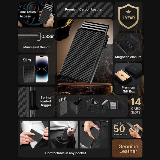 Men's Pop-up Aluminum Box Shield Large Capacity Men's Wallets