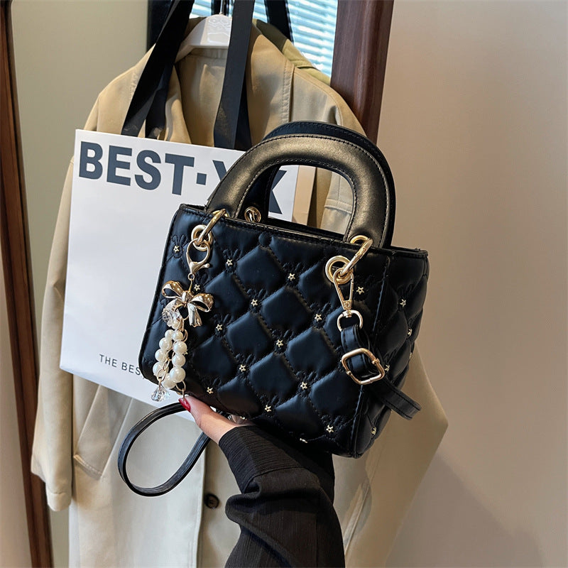 French Style Niche Fashionable Rhombus Pearl Women's Messenger Bag