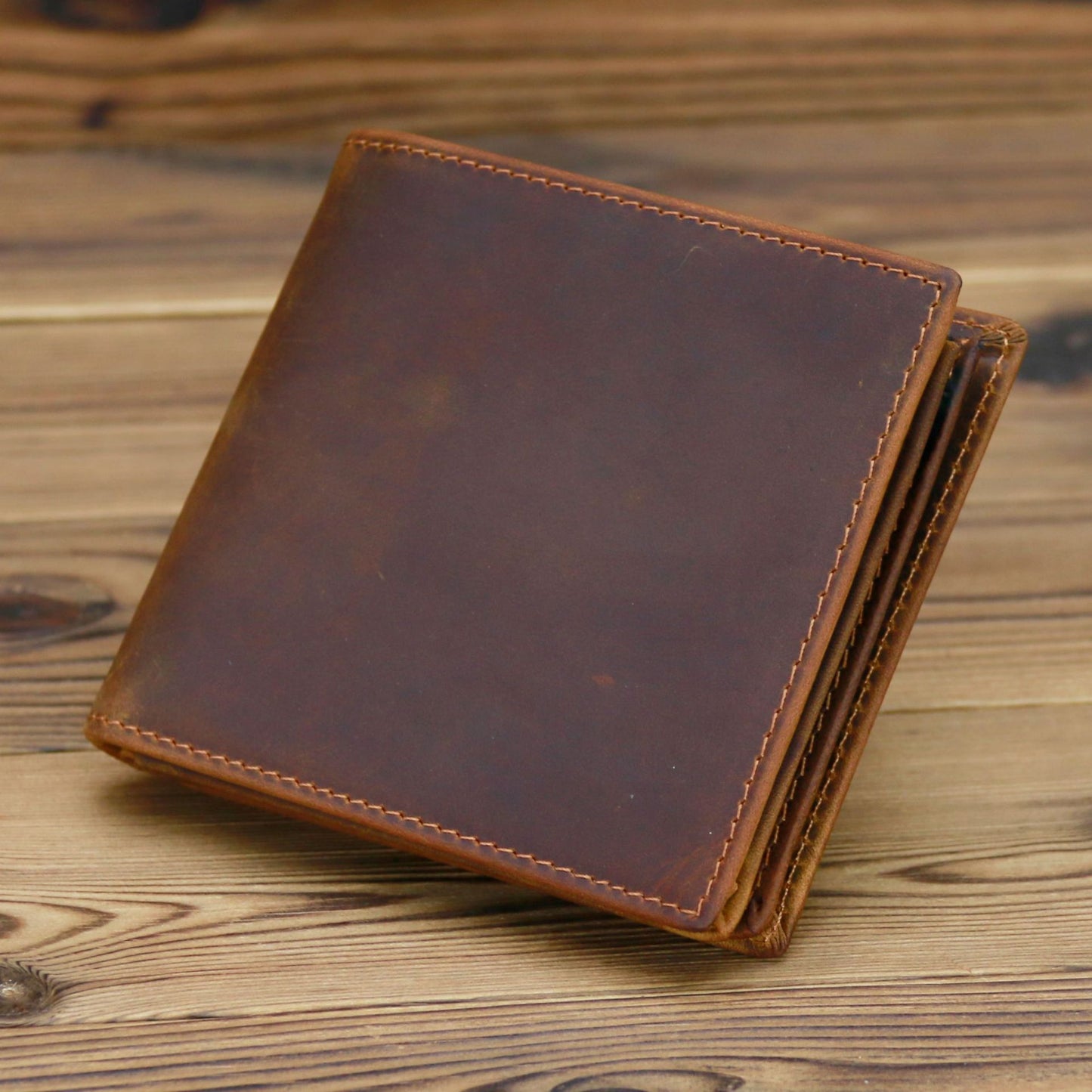 Men's Vintage Genuine Leather Sier Crazy Horse Men's Wallets